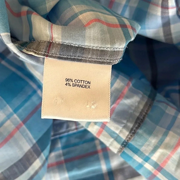 Peter Miller sz XL cotton plaid blue long sleeve button down shirt Great cond - Picture 5 of 5
